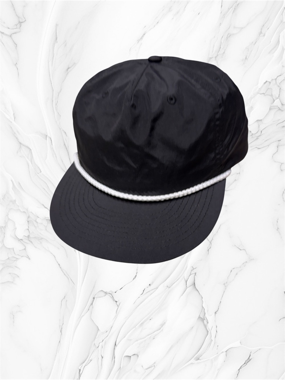 Men's Black Rope-Trim Cap adjustable
